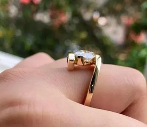 Modern round solitaire twist <b>diamond</b> <b>ring</b> with crossover shank luxury bridal engagement anniversary fine jewelry statement - Product Image 2