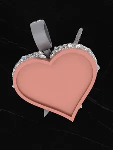 Colgante de Corazón 3D en Oferta con Letra Personalizada, Moissanita Auténtica, Plata 925, Estilo Hip Hop para Hombre - Product Image 3