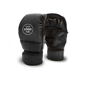 Custom Black Leather MMA Gloves Half Finger Velcro Closure For Adults Martial Arts Training <b>Gear</b> - Product Image 2