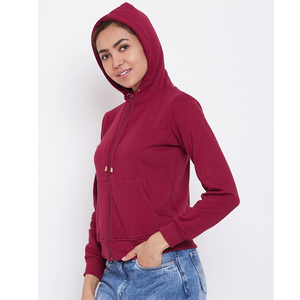 Sudadera con capucha y cremallera para mujer, color sólido, manga larga, tejido de algodón, transpirable, ropa informal de otoño - Product Image 4