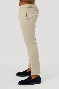 Pantalones de Hombre Beige de Corte Recto, Cintura Media, Transpirables, Estilo Casual Elegante con Bolsillos Laterales - Product Image 4
