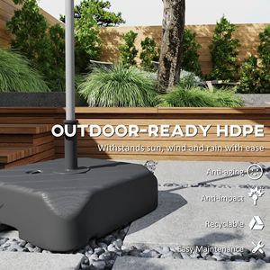 Base per Ombrellone da Giardino con Manico Telescopico e Ruote, Capacità 158 lb (sabbia) o 99 lb (acqua), in PE Nero - Product Image 6