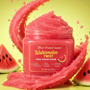 Exfoliante Corporal Natural Hidratante y Exfoliante de Azúcar con Manteca de Karité Sabor Sandía, Marca Privada OEM, Venta al por Mayor a Granel - Product Image 1