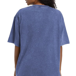 Camiseta de Jersey Casual Vintage para Mujer, Lavado Ácido, 100% Algodón, Gruesa, de Alta Calidad, Transpirable, Cuello en V, Manga Corta, Logotipo Personalizado - Product Image 6