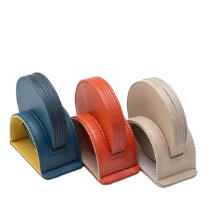 Sous-verre en cuir élégant fait à la main moderne et personnalisé en gros dessus de table décoratif personnalisé vintage ensemble 4 pièces avec support - Product Image 1