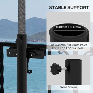 Supporto per Ombrellone da Patio Nero Focalizzato sulla Comodità, Regolabile per Ringhiera, Ideale per Cortili, Esterni, Palestre e Parchi - Product Image 5