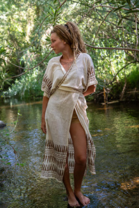 Kimono de Algodón con Estampado a Mano, Kimono Largo Talla Única (S a L), Prenda Boho Oversize para Usar en Capas, Cómodo de Usar - Product Image 4