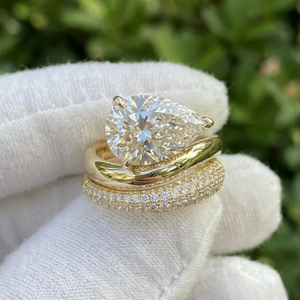 Anillo de Compromiso de Lujo con Diamante Cultivado en Laboratorio, Corte Pera, 0.40-0.50CT, E VVS2, Chapado en Oro Trenzado, con Pavé, Certificado IGI, para Boda, Fiesta, Novia - Product Image 1