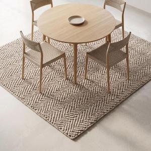 Tapis d'intérieur moderne minimaliste texturé en laine unie crème beige tissé à la main, antidérapant, à poils moyens - Product Image 5