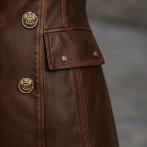 Abrigo largo de cuero para mujer, ropa de moda de invierno, chaqueta de cuero para mujer, ropa exterior de invierno, prenda exterior de cuero genuino para invierno - Product Image 3