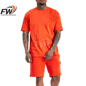 Conjuntos de camiseta y pantalones cortos de algodón elegantes para hombre, cómodos conjuntos de verano para hombre, personaliza tu propio logotipo, conjunto de pantalones cortos y camiseta para hombre - Product Image 2