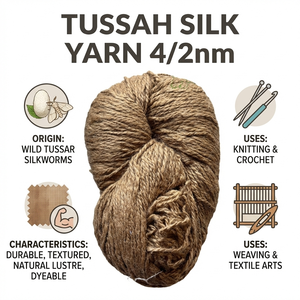 Fil de Soie Chenille Tussah Naturel Sauvage Non Teint Biologique Brut pour Tricot Manuel – Fibre de Luxe Durable en Gros - Product Image 6