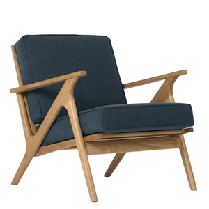 <b>Mid</b>-<b>Century</b> Modern Style <b>Armchair</b> with Light Wood Accents and Fine Black Fabric Upholstery - Product Image 3
