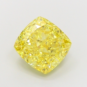 Éclat radieux pour une joaillerie de luxe élégante, diamant jaune vif cultivé en laboratoire, taille coussin, pierre précieuse non montée, certifié CVD. - Product Image 1