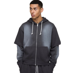Men's Spring Casual 100% Cotton Fleece Breathable Tracksuit 2-Piece Set Hoodie & Shorts - Product Image 2