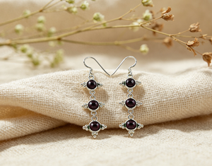 Round Cut New Arrivals Lovely Jewelry Spessartine Garnet Round Brilliant Cut Sterling Silver Red Earrings Women <b>for</b> <b>Her</b> - Product Image 2