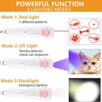 Giocattolo Laser per Cani e Gatti, Puntatore LED Interattivo, Ecologico, in Plastica, Design Cartoonesco, per Interni/Esterni, Ricaricabile USB, 5 Modalità, Lunga Portata