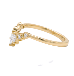 แหวนทองคำแท้ 14K ทรงมาร์คีส์และทรงกลม ประดับเพชรเลี้ยงในห้องปฏิบัติการ ดีไซน์มินิมอลลายเชฟรอน แหวนครบรอบ แหวนแฟชั่น แหวนแห่งความรัก - Product Image 4