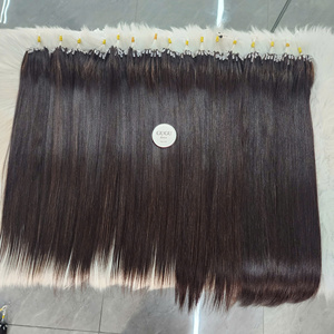 Latest Invention H6 Feather Human Hair <b>Extension</b> Invisible Line Cuticle Aligned <b>Micro</b> Loop Hand Tied Feathering Weft Hair - Product Image 1