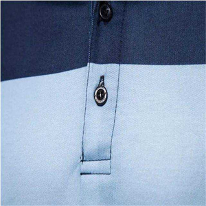 Polo en tricot à manches courtes pour homme, à blocs de couleur et rayures, coupe classique, décontracté, bleu, blanc, marine - Product Image 2