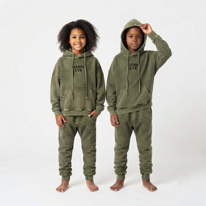 Conjunto de chándal de dos piezas para niños con lavado ácido, sudadera oversize con hombros caídos y pantalones jogger, ropa vintage de estilo urbano, fabricante. - Product Image 3