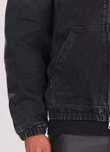 Sudadera con capucha de mezclilla negra para hombre, diseño de última generación, con logotipo personalizado del proveedor OEM, estilo urbano, transpirable, con cremallera y lavado ácido. - Product Image 5