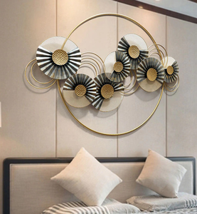 Modern Metal Flower Wall Art Abstract Floral Wall Decor with Geometric Circles Decorative Wall Hanging for Living Room & Home - Product Image 1