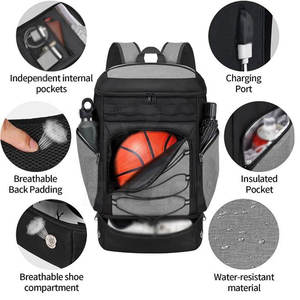 Sac à dos de basketball sportif en nylon et polyester, léger, polyvalent, avec intérieur spacieux, capacité de 20 à 37 L pour un transport facile - Product Image 3