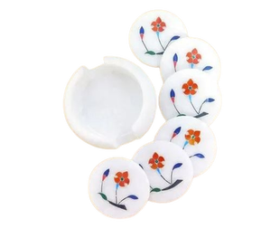 Sous-verres ronds en céramique avec motif floral, style chinois traditionnel, tapis de table antidérapants - Product Image 2