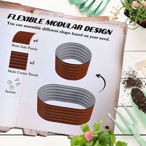 Kit per Aiuola Rialzata in Metallo Zincato 3,5' X 2' X 1,4' con Bordi di Sicurezza per Coltivazione all'Aperto - Product Image 4