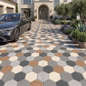 400x400mm 12mm Heavy Duty Ceramic Parking <b>Floor</b> Tiles Punch Finish Anti Slip Outdoor Driveway Garden Walkway Hotel 5 Year - Product Image 6