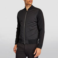 Blouson bomber noir pour homme, fermeture éclair, col montant, rembourrage en polyester, vêtement décontracté pour l'automne