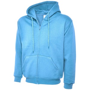 Sudadera con capucha azul cielo unisex clásica de algodón French Terry con cremallera completa, chaqueta con capucha, top de ropa de trabajo personalizada - Product Image 1