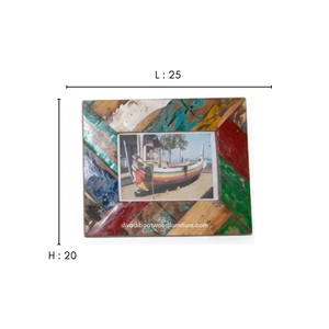 Marco de Fotos Horizontal Creativo Hecho a Mano con Madera de Barco Reciclada, Color Original, para Decoración de Pared del Hogar - Product Image 1