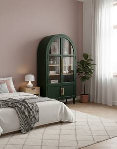 ตู้โชว์ดีไซน์โค้ง ไม้ยางพารา MDF วีเนียร์ไม้โอ๊ค เป็นมิตรกับสิ่งแวดล้อม บานประตูแบบชัตเตอร์ 4 ช่อง เฟอร์นิเจอร์บ้านสไตล์โมเดิร์น - Product Image 5