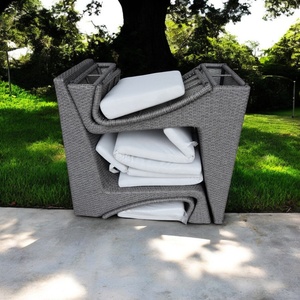 Juego de muebles de exterior modernos más vendidos 2025, sofá de jardín Love Net, marco de aluminio, tumbona de mimbre para hoteles y villas - Product Image 3