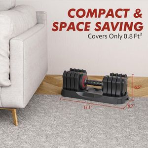 Set di manubri regolabili da 22,5 libbre con vassoio per pesi a regolazione rapida in 1 secondo, 5 manubri regolabili da 1 secondo inclusi - Product Image 4