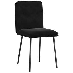 Juego de 6 Sillas de Comedor de Terciopelo Negro, Madera Contrachapada y Metal Estándar - Product Image 3