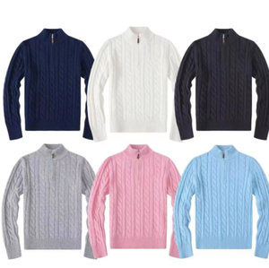 เสื้อสเวตเตอร์ผู้ชาย แขนยาว คอเต่า ซิปครึ่งตัว ผ้าฝ้าย 100% เนื้อนุ่ม น้ำหนักเบา ทรงปกติ สำหรับฤดูหนาว แบบถัก - Product Image 6