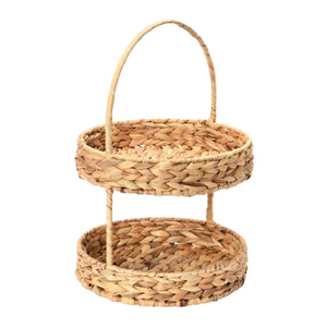 Bandeja Tejida de 2 Niveles de Jacinto de Agua Natural Ecológica para Encimera de Cocina, Cesta Decorativa de Almacenamiento, Venta al por Mayor desde Vietnam - Product Image 1