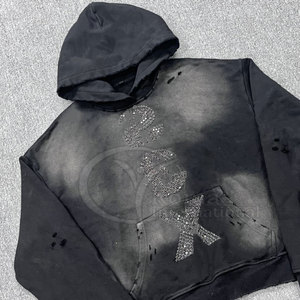 Sudadera con Capucha de Forro Polar Grueso 2026 para Hombre, Estilo Lavado Ácido con Pedrería, Ajuste Oversize - Product Image 2