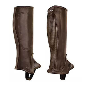 Chaps d'équitation demi-longueur en cuir PU, équipement d'équitation durable, léger, personnalisable, réutilisable, marque OEM - Product Image 1