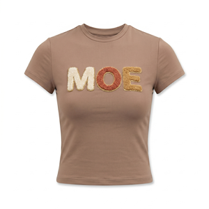 Slim Fit Short Sleeve women's shirt Custom Design Chenille Embroidered Cropped <b>Top</b> 2026 Fashion Trendy Elegant Towel Embroidery - Product Image 3