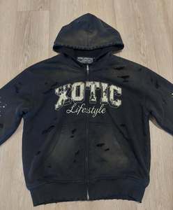 Men's 100% Cotton Fleece Printed Sun Fade Rhinestones Hoodie Breathable Quick Dry Boxy Fit For Upcoming Winter Season 2027 - Product Image 2
