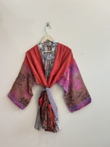 Lot assorti de robes kimono en soie pour femmes, longueur courte, style vintage, robe kimono d'été, vêtement de plage - Product Image 5