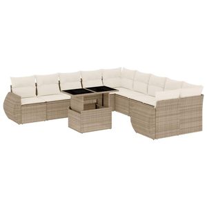 Ensemble de canapés de jardin en rotin PE beige avec grands accoudoirs réglables - Product Image 2