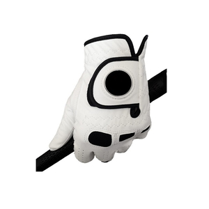 Gant de golf pour droitier, blanc, en cuir véritable, antidérapant, fermeture auto-agrippante, usage sportif unisexe - Product Image 1