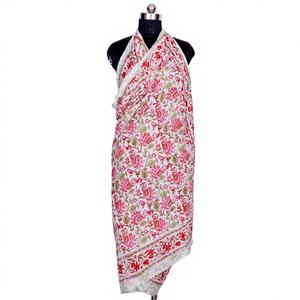 Pareo de algodón 100% con estampado de bloques, hecho a mano, rectangular, para cubrir el bikini, pañuelo y bufanda estampada, ropa de playa al por mayor - Product Image 1