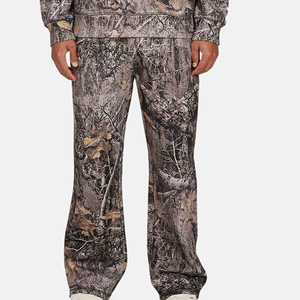 Men's Camouflage Print Sweatpants Elastic Waist Casual Loose Fit Breathable <b>Polyester</b> <b>Joggers</b> Autumn Style - Product Image 1