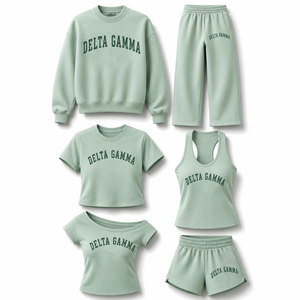 Ensemble décontracté rose Delta Gamma pour femme : sweat-shirt à col rond, pantalon, short, débardeur, t-shirt en polaire toutes saisons, coupe classique - Product Image 3
